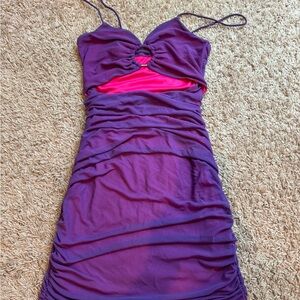 SHEIN Purple and Pink Ruched Dress